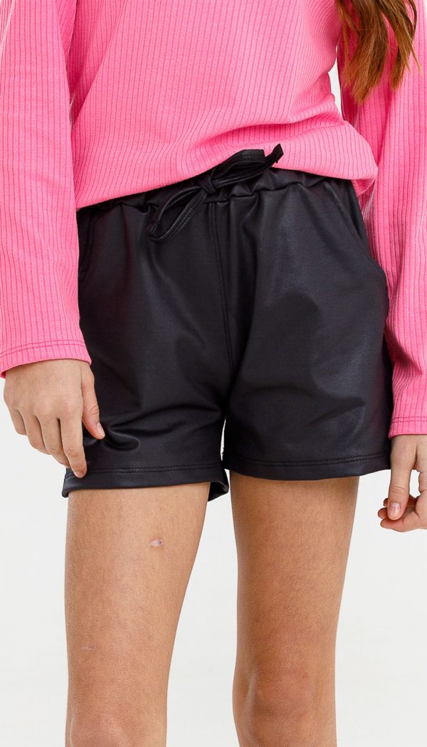 Shorts De Cirrê Infantil Feminino Preto