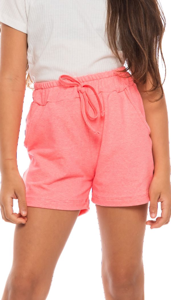 Shorts Infantil Feminino Rosa Néon