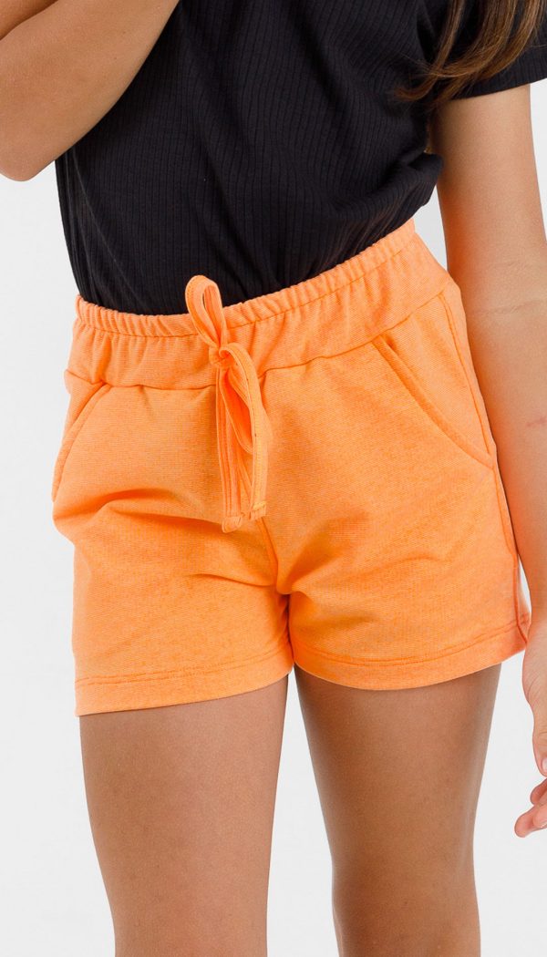 Shorts Infantil Feminino Laranja Neon