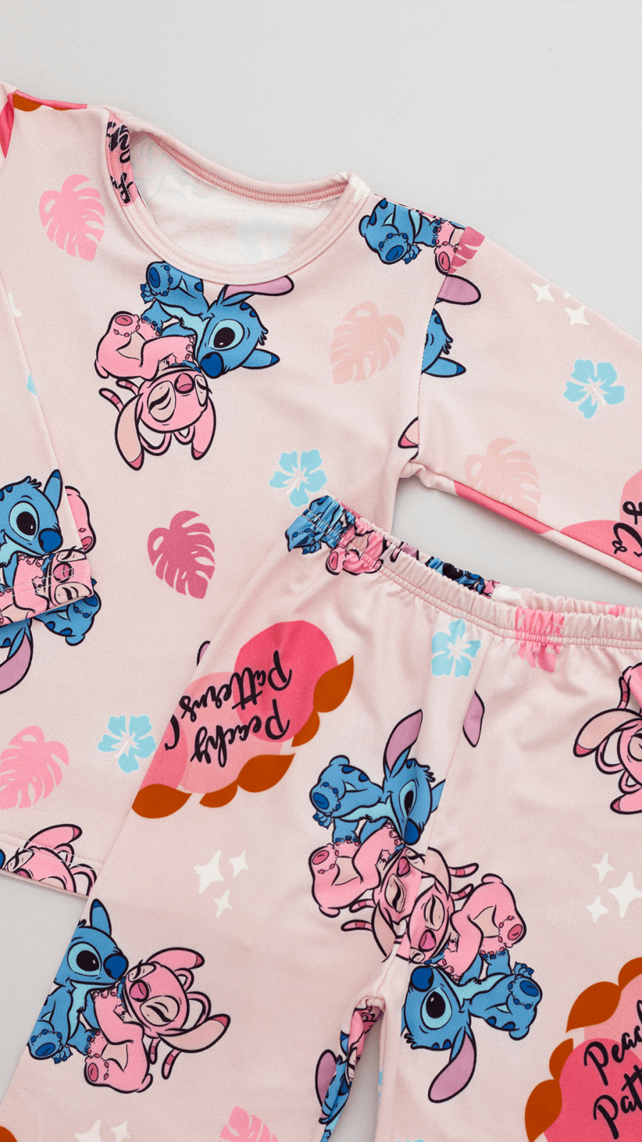 Conjunto Térmico Feminino Estampado Do Stitch Rosa - Image 2