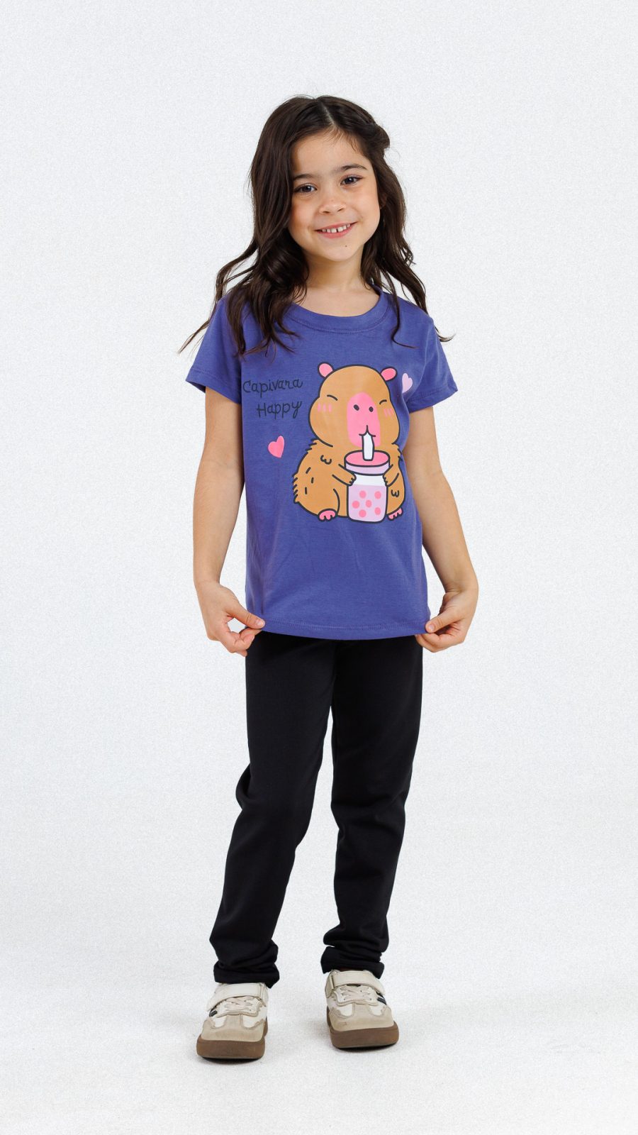 Camiseta Infantil Feminina Estampa Da Capivara Roxa - Image 3