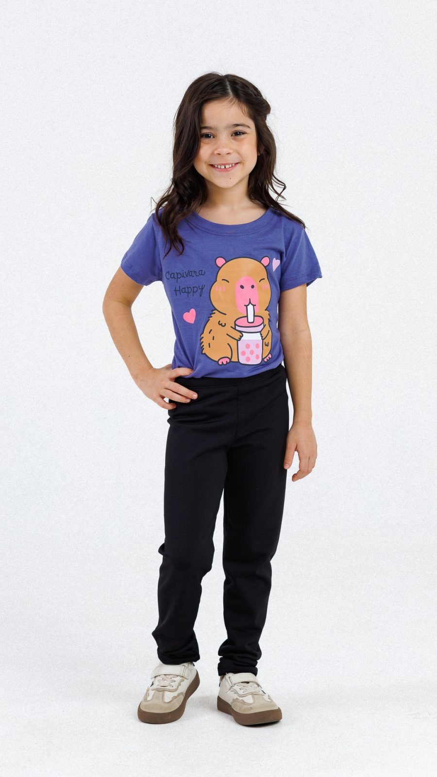 Camiseta Infantil Feminina Estampa Da Capivara Roxa - Image 2