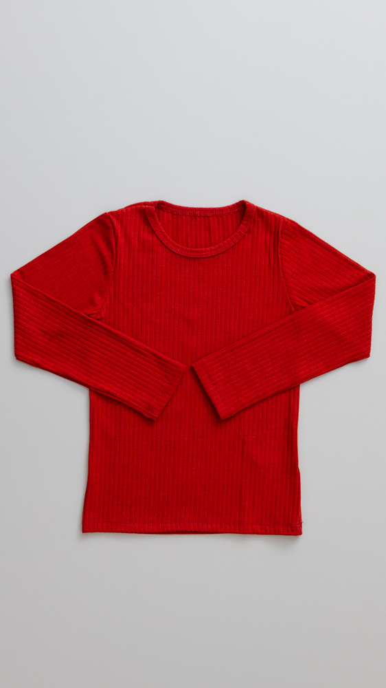 Blusa Canelada Manga Longa Lisa Infantil Feminina Ferrugem