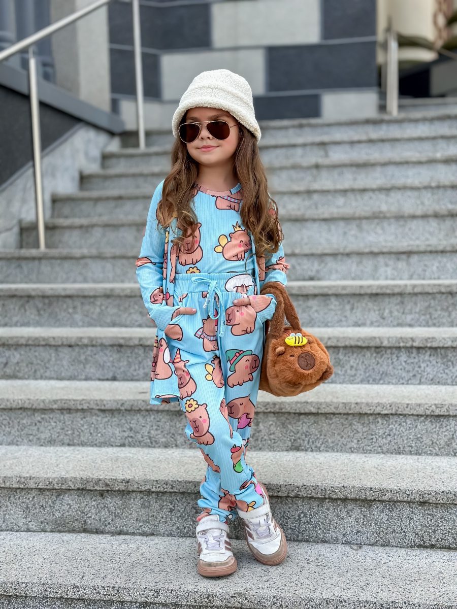Trijunto Infantil Feminino Estampado Da Capivara Azul - Image 2
