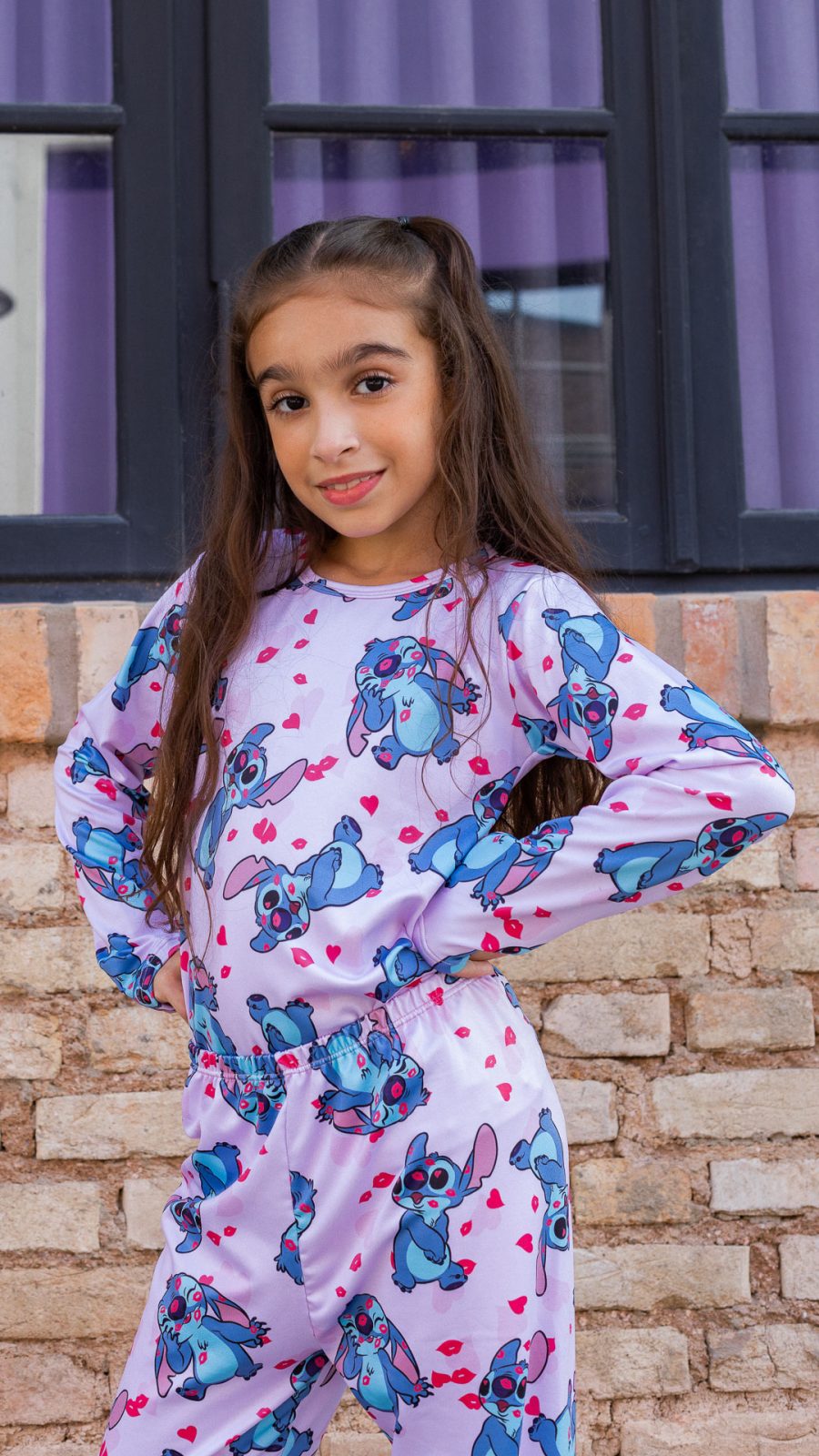 Conjunto Térmico Feminino Estampado Do Stitch Love Rosa - Image 6