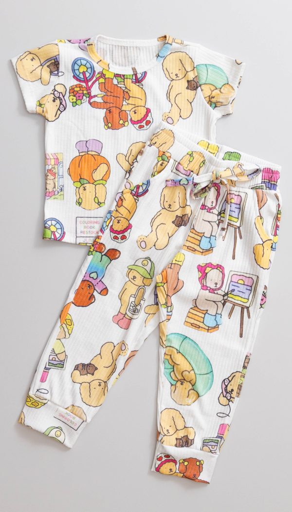 Conjunto Canelado de Blusa e Calça Jogger Infantil Feminino Estampa Do Bobbie Goods