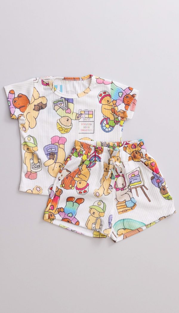 Conjunto Canelado De Blusa e Shorts Infantil Feminino Estampa Do Bobbie Goods