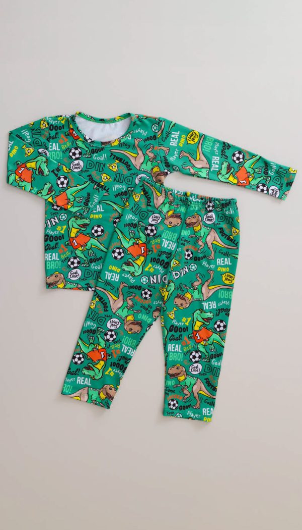 Conjunto Térmico Feminino Estampado Do Dinossauro Verde