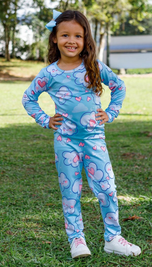 Conjunto Térmico Feminino Estampa De Nuvem